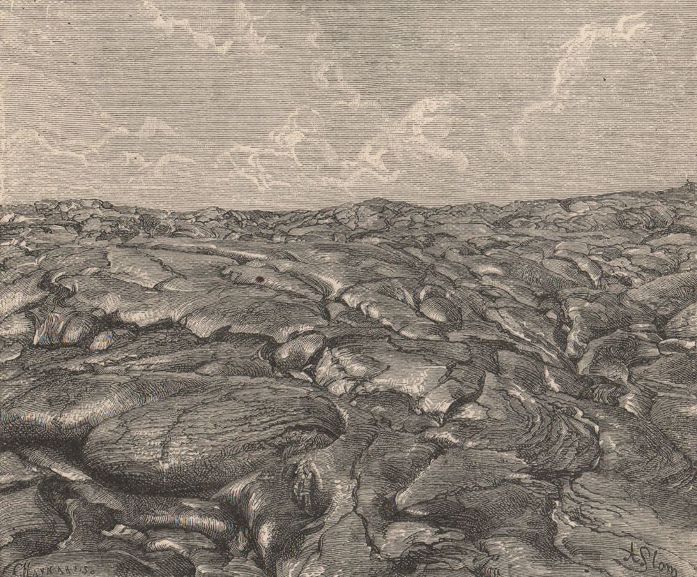 Lava Streams of Kilauea. Hawaii. Hawaii 1885 old antique vintage print picture